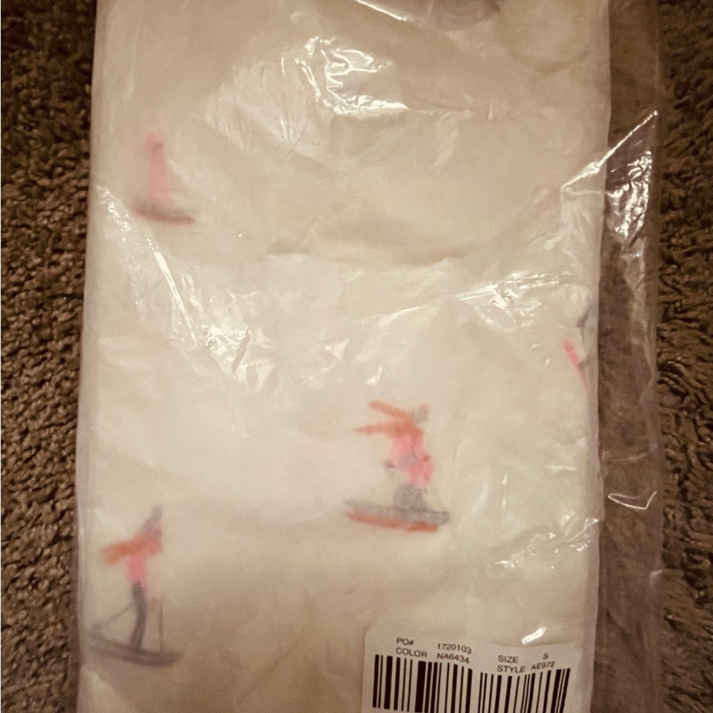 J. Crew White Tee with Winter Sports Design